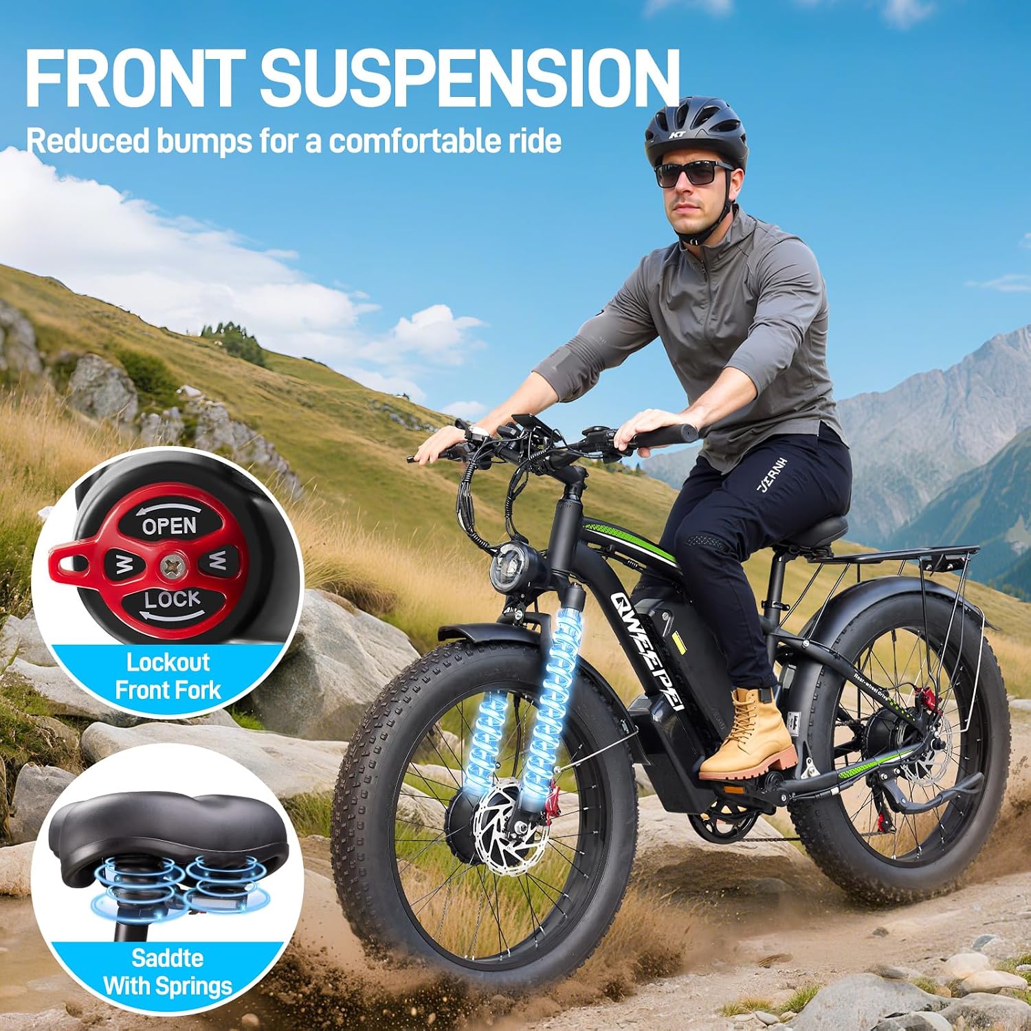 58V Max-Output Dual Motor Ebike, Peak 9000W for Adults 36AH Battery 47MPH 105 Miles Range 24 Inch Fat Tire Electric Bike LCD Display for Man Women