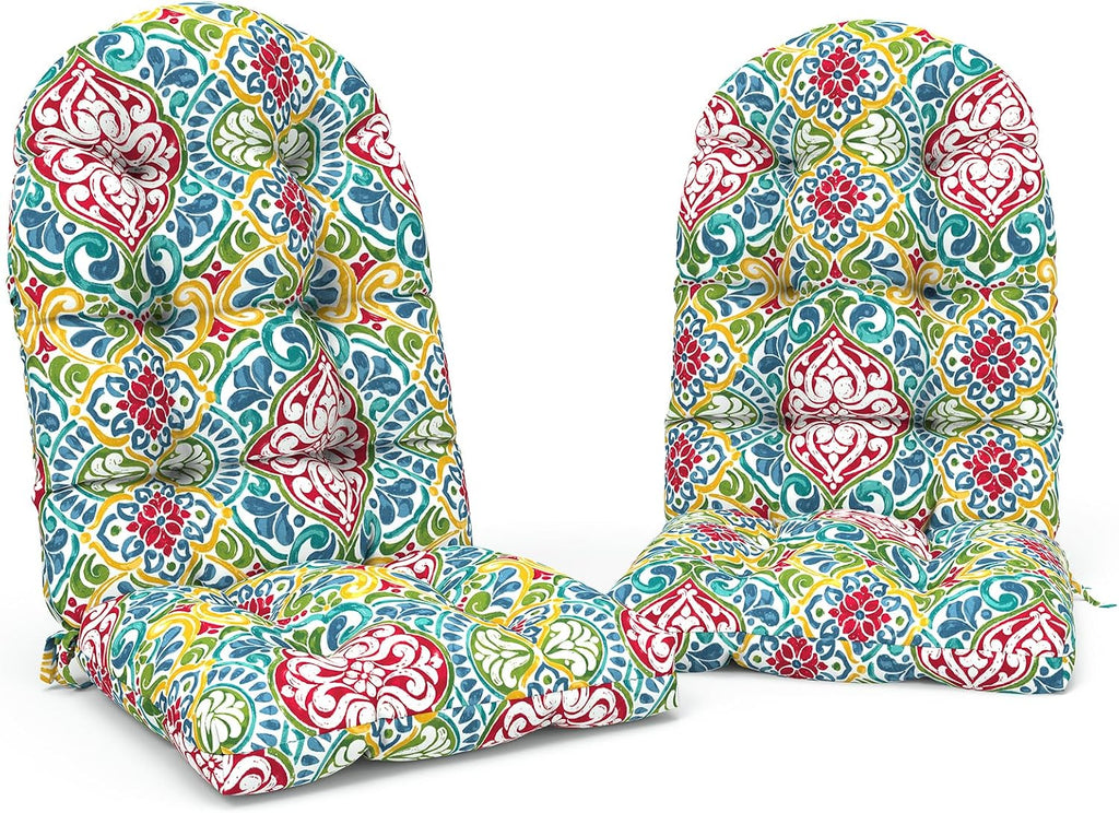 Indoor/Outdoor Adirondack Chair Cushions 44 x 19 x 4 Inch, Tufted Outdoor Rocking Chair Cushions, Anti-Slip High Back Patio Chair Cushion, Set of 2,Damask Red