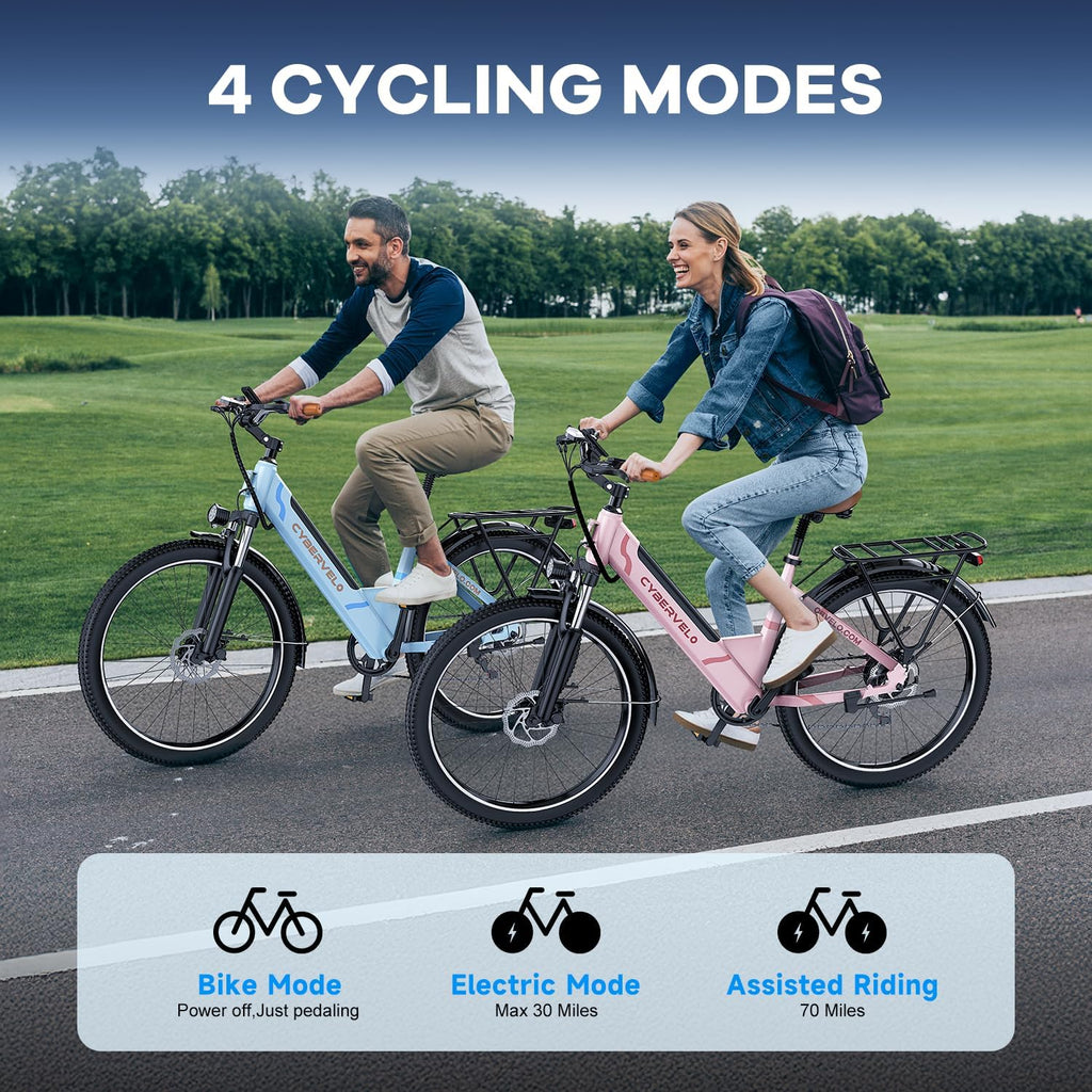 750 Peak Electric Bike for Adults,up 80 Miles Removable Battery Ebike, 26' Electric E Bike with 7-Speed,Adult Electric Bicycles for Commute Beach Snow White Womens All Terrain