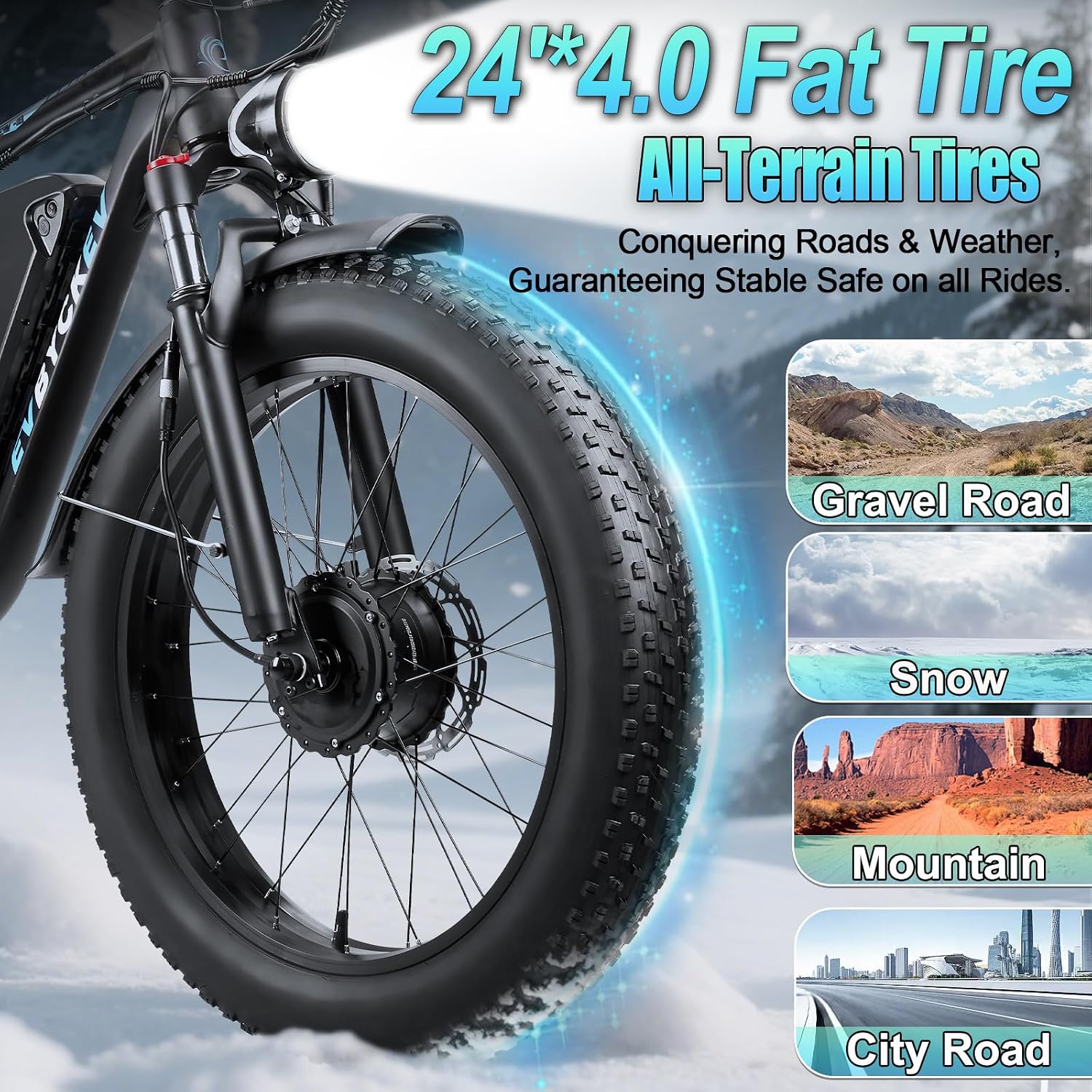 9000W Peak Dual Motor Ebike for Adults 47 MPH Fast Electric Bike, 58V Max 1972 Wh Up to 105 Miles Ebikes,24' Fat Tire E-Bike,Full Suspension Electric Bicycle for Mountain Commuter Snow