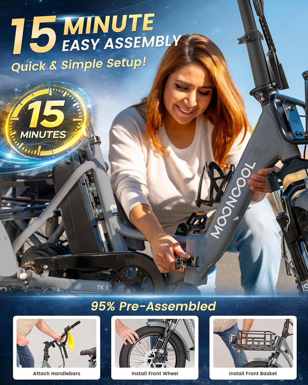 MOONCOOL Electric Trike for Adults, 500W/750W 48V Electric Tricycle for Adults, 20'x3.0' Fat Tire 3 Wheel Electric Bike, Folding Aluminum Adult Tricycle with Removable Battery