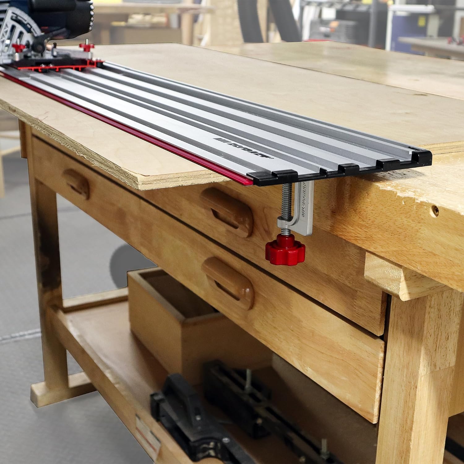 Milescraft 1409 Track Saw Guide - Universal for 7-1/4' Circular Saws, 50' Cutting Range, 2' Depth, Aluminum