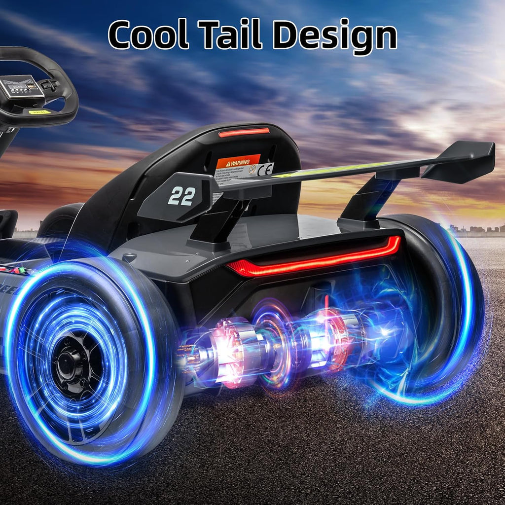 Nasitip 24V Electric Go Kart,300W Powerful Drift Kart for Kids, Electric Pedal Kart,with 300W Strong Motor, Drift/Sport Mode, Big Battery, Eva Tire,Length Adjustmen for Outdoor Racing Toy-Grey