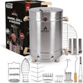 Barrel Smoker Grill Combo | 100% 304 Stainless Steel Barrel | 95% Less Smoke, Even Heat | Easy to Use & Clean – Vertical Smoker Ideal for Balconies and Backyards (LARGE-35 LBS)