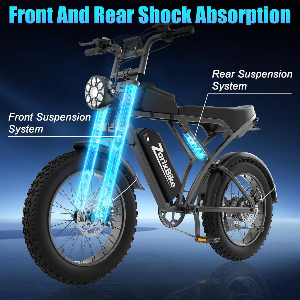 Electric Bike for Adults,48V 20AH - Peak Power 1500/3000W Brushless Motor Electric Bicycle - Max Speed 31-35MPH - Max 80 Miles Range - 20' x 4.0' Fat Tire Dirt E-Bike,7-Speed