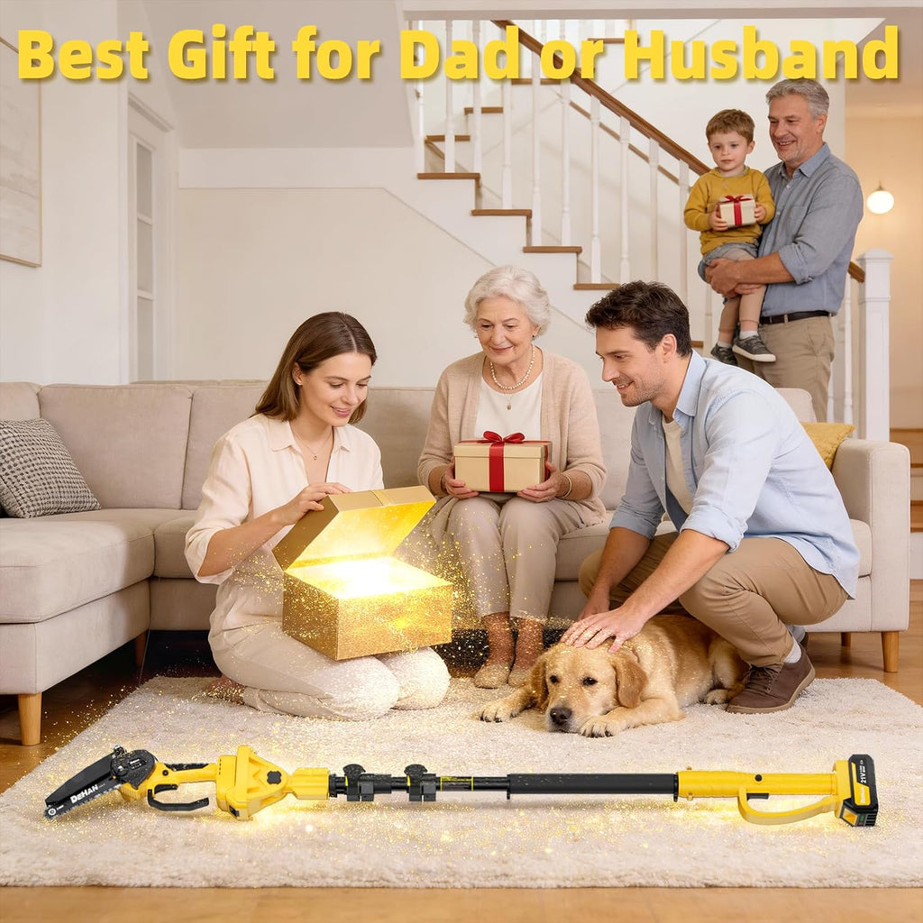 4-in-1 Electric Pole Saw for Tree Trimming, 6 Inch and 8 Inch Cordless Chainsaw with 2×4.0 Ah Batteries, Mini Chainsaw Cordless with Extension Pole, Battery Powered Pole Chain Saw for Branch Cutter