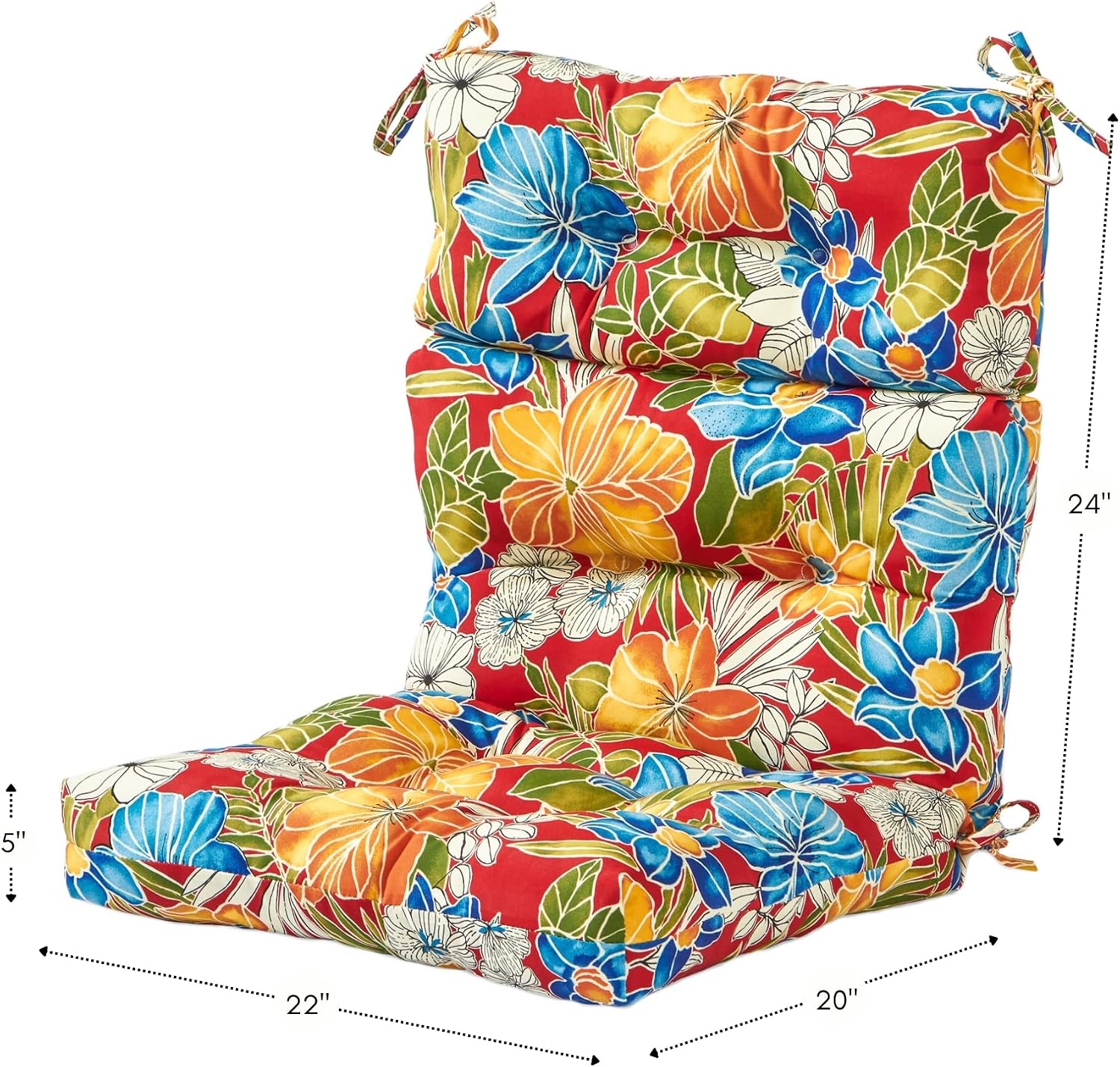 Greendale Home Fashions Outdoor 44x22-inch High Back Chair Cushions (Set of 2), Aloha Crimson