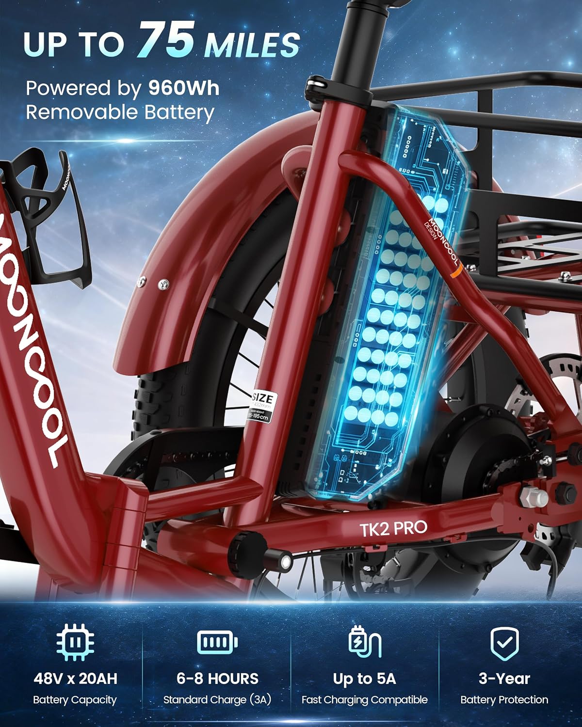 MOONCOOL Electric Trike for Adults, 500W/750W 48V Electric Tricycle for Adults, 20'x3.0' Fat Tire 3 Wheel Electric Bike, Folding Aluminum Adult Tricycle with Removable Battery