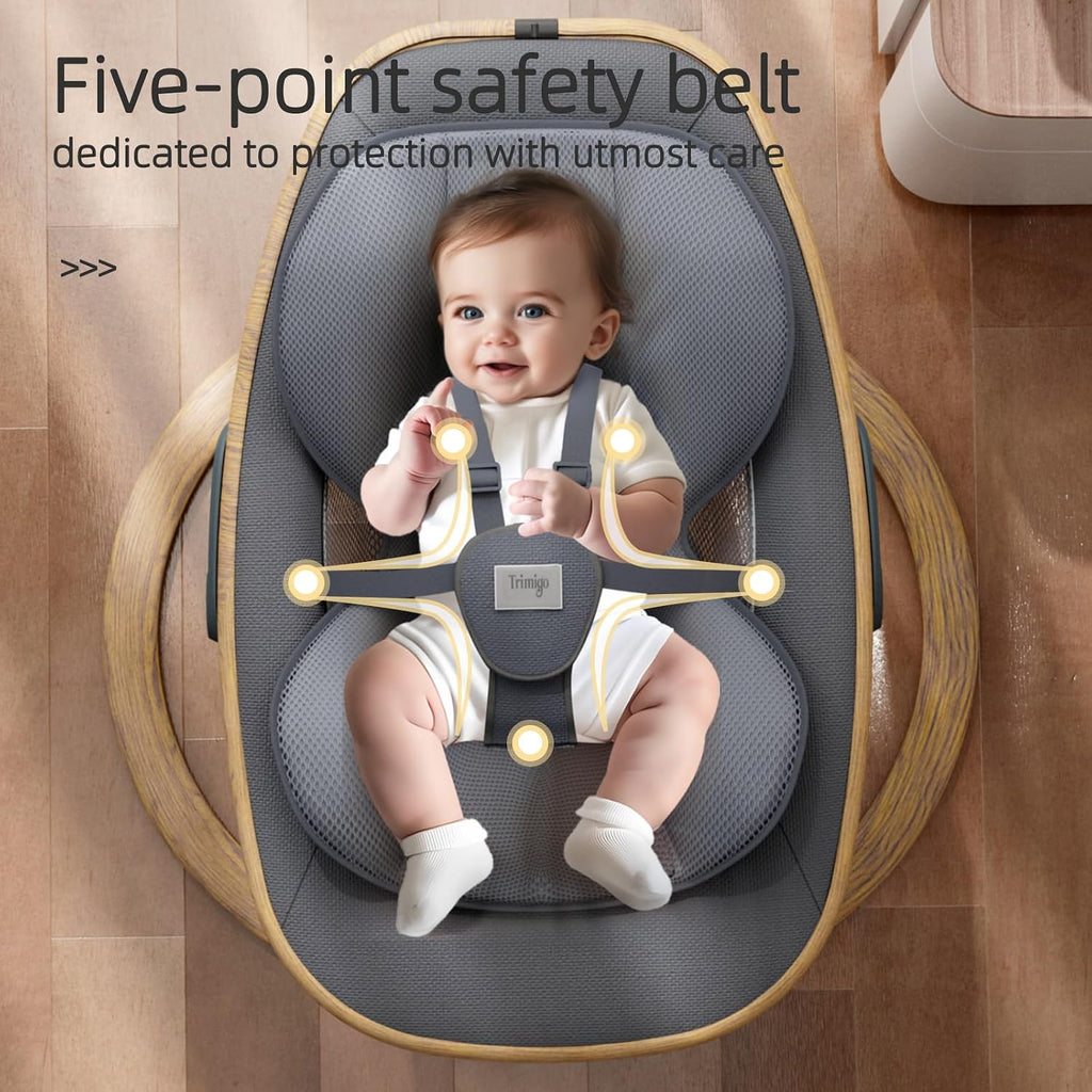 Trimigo Baby Swing for Infant to Toddler, 180° Adjustable 3D Electric Baby Swing, Remote,5-Modes,4-Speed,3-Seat Height, 8 Melody, Newborn Swing,Infant Swing for Babies 0-12 Month (Girl and Boy)