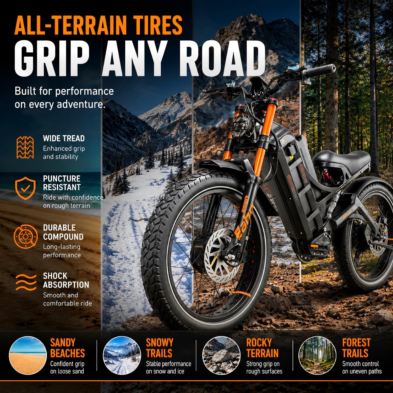 eAhora Romeo Pro 3 [2026] Peak 5600W Electric Bike for Adults 50Mph, 60V 80Ah Battery 250 Miles,Long Range Dual Motors Ebike,26'*4.0 Fat Tire Full Suspension