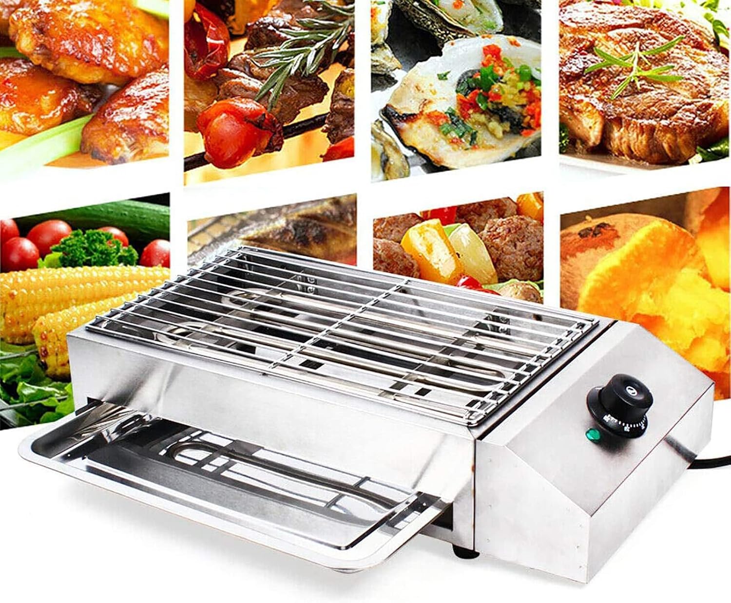 Electric BBQ Barbecue Grill Machine,Smokeless Grill,with Water-Filled Drip Tray & Temperature Control,for Home Cooking
