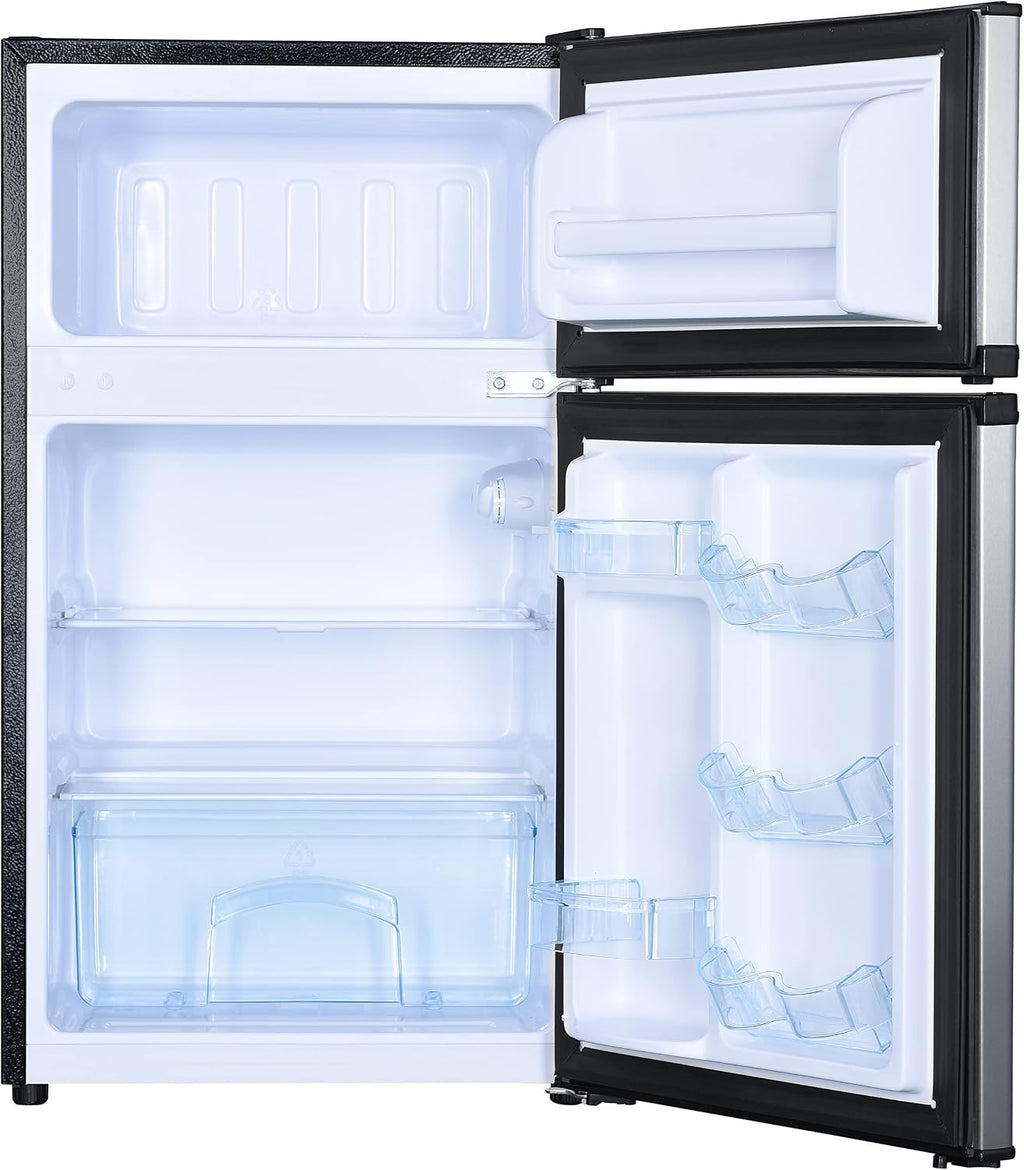Avanti 3.1 Cu. Ft. Compact Refrigerator with Freezer, Adjustable Glass Shelves, Reversible Door, Automatic Defrost, ENERGY STAR Certified, 3.1 cu.ft., Stainless Steel