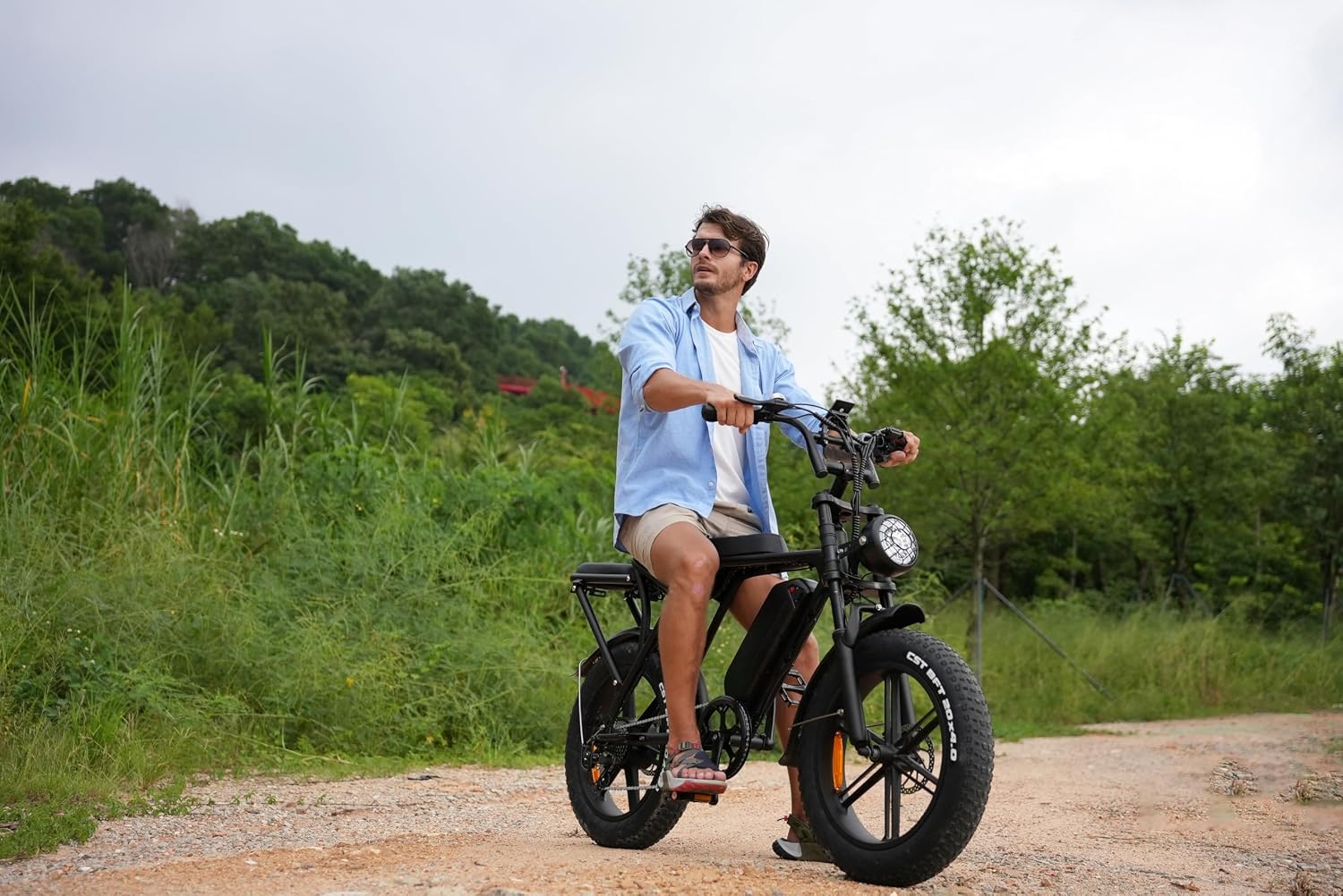 Hipatoo V8/V8 MAX Electric Bike for Adults, Long Seat Dirt Bike with 20' Fat Tire, E-Bike 2 Seater Max 31MPH, 15/30AH Battery, Moped Style Ebike for Snow, Mountains, Road, Dual Disc/Hydraulic Brakes