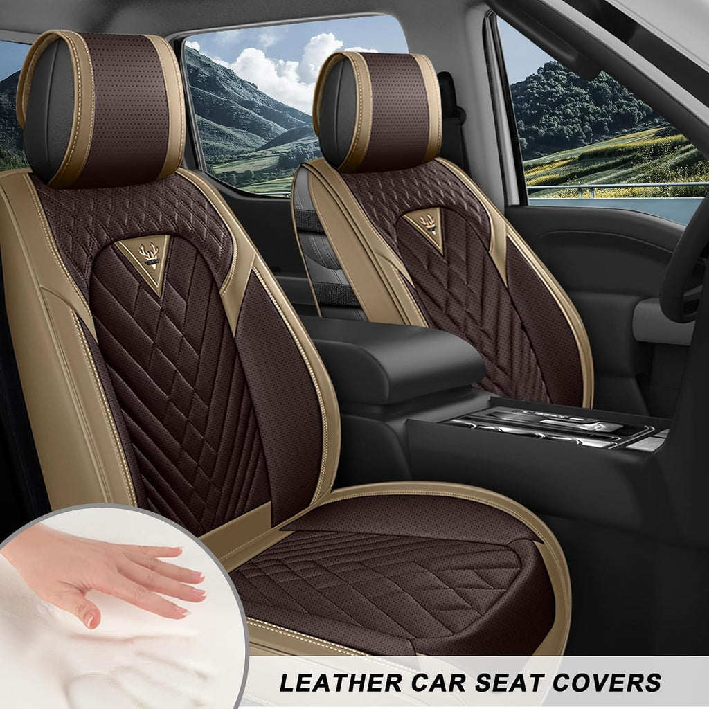 Dodge Ram Truck Seat Covers Custom for 2002-2026 1500 2002-2026 2500/3500 Crew Double Mega Quad Cab Bighorn Laramie Tradesman Classic Front Seat Covers Protectors(Standard 2 Seats/Brown Coffee)