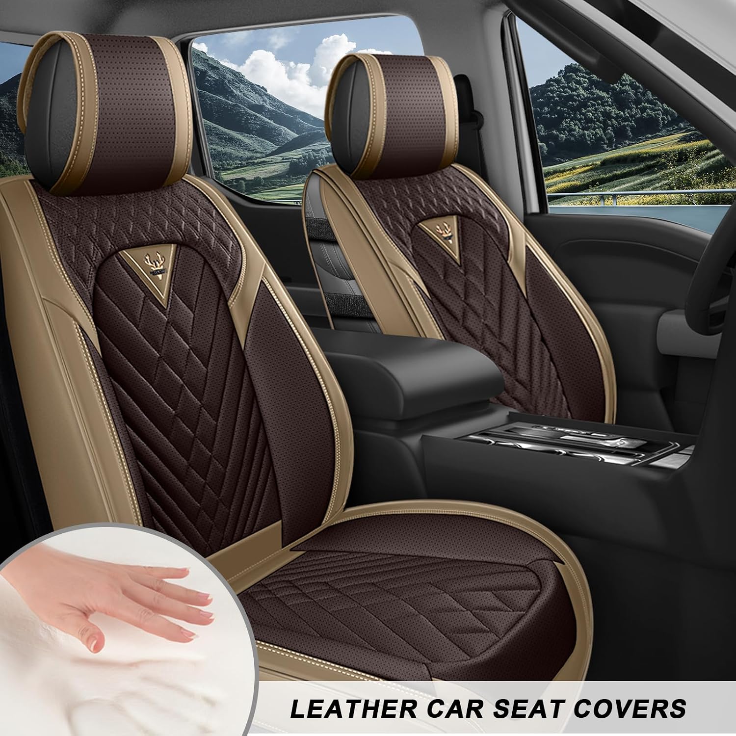 Dodge Ram Truck Seat Covers Custom for 2002-2026 1500 2002-2026 2500/3500 Crew Double Mega Quad Cab Bighorn Laramie Tradesman Classic Front Seat Covers Protectors(Standard 2 Seats/Brown Coffee)