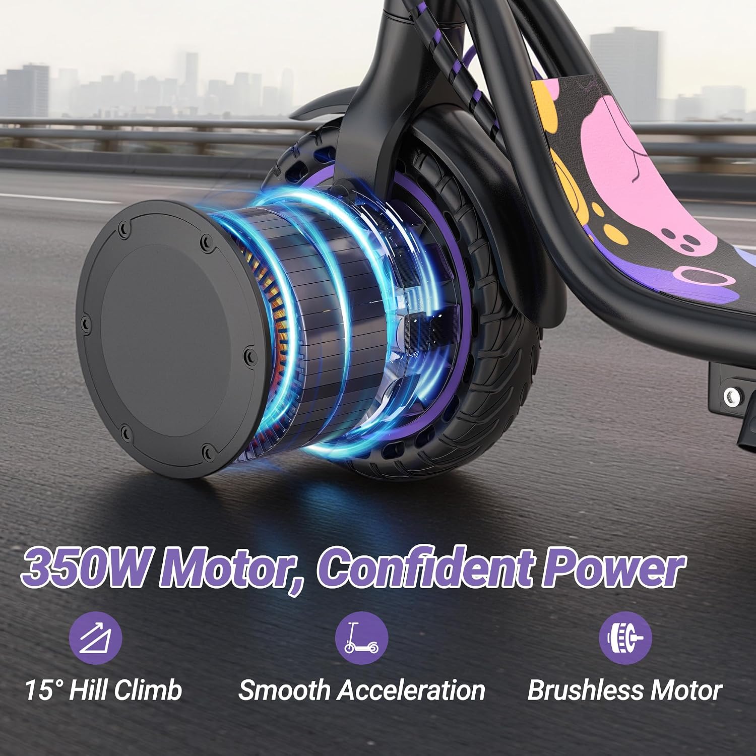 Electric Scooter, 350W-500W Motor, 9 MPH to 22MPH, 10-41 Miles Range, Dual Suspension, Dual Braking, App Control, Foldable Commuter E Scooter for Adults and Teens