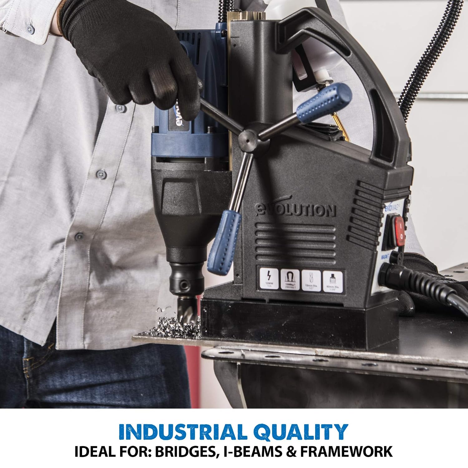 Evolution Heavy Duty 1-1/8 inch Industrial Magnetic Drill with Carry Case - S28MAG