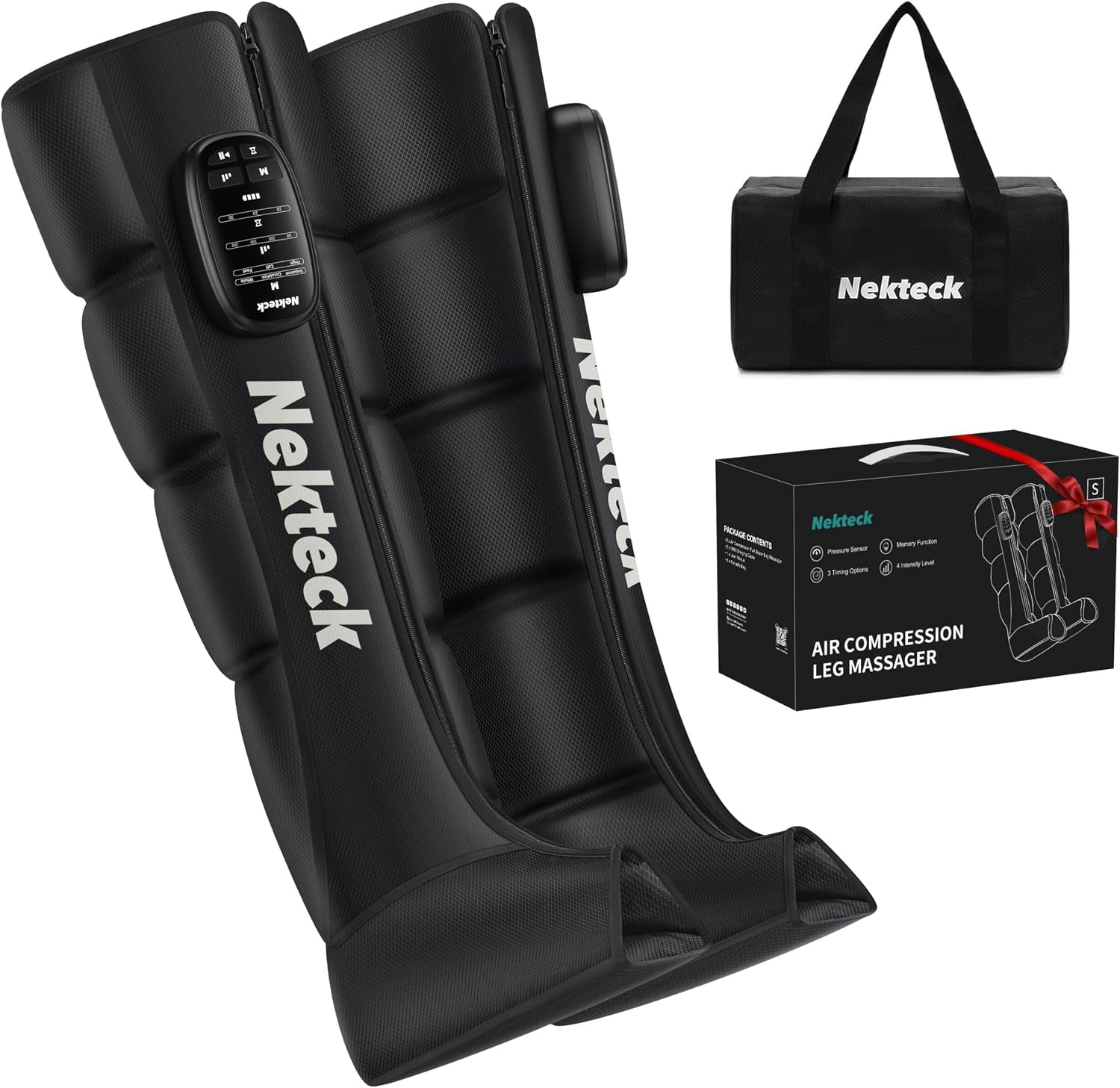 Nekteck Cordless Air Compression Leg Massager with 6 Modes & 4 Intensities, Foot and Leg Massager for Circulation Improvement & Muscle Recovery, Gifts for Mom, Dad, Athletes (Dual Unit)-Small