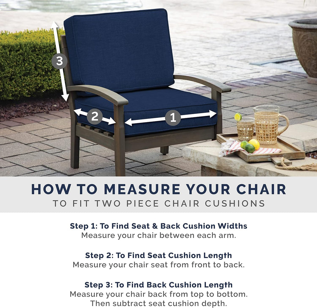 Arden 4-Pack Outdoor Patio Dining Chair Cushion, 20x44, Rain-Proof Seat Pad, Fade-Resistant Outdoor Cushion Black Cabana Stripe