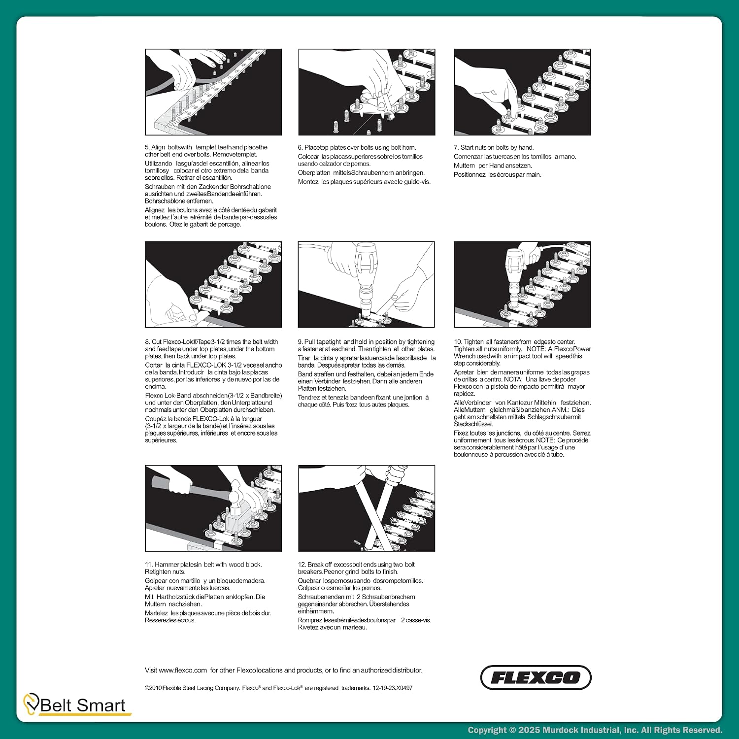Genuine Flexco Convenience Power Tool Kit | 110 Bolt Breaker (#30474), HB1 Power Boring Bit (#30471), and HW1 Power Wrench (#30447) for Conveyor Belt Fastener Installation and Removal