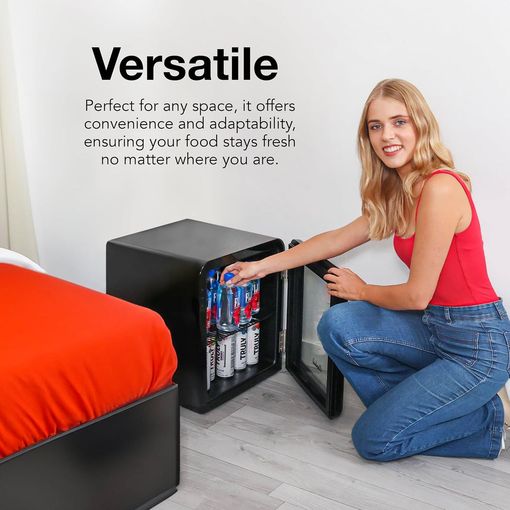 Cooluli Decor 1.7 cu ft Compact Mini Fridge with Glass Door - Small Refrigerator for Bedroom, Office, Dorm - Ideal for Soda Drinks, Beer (Black)