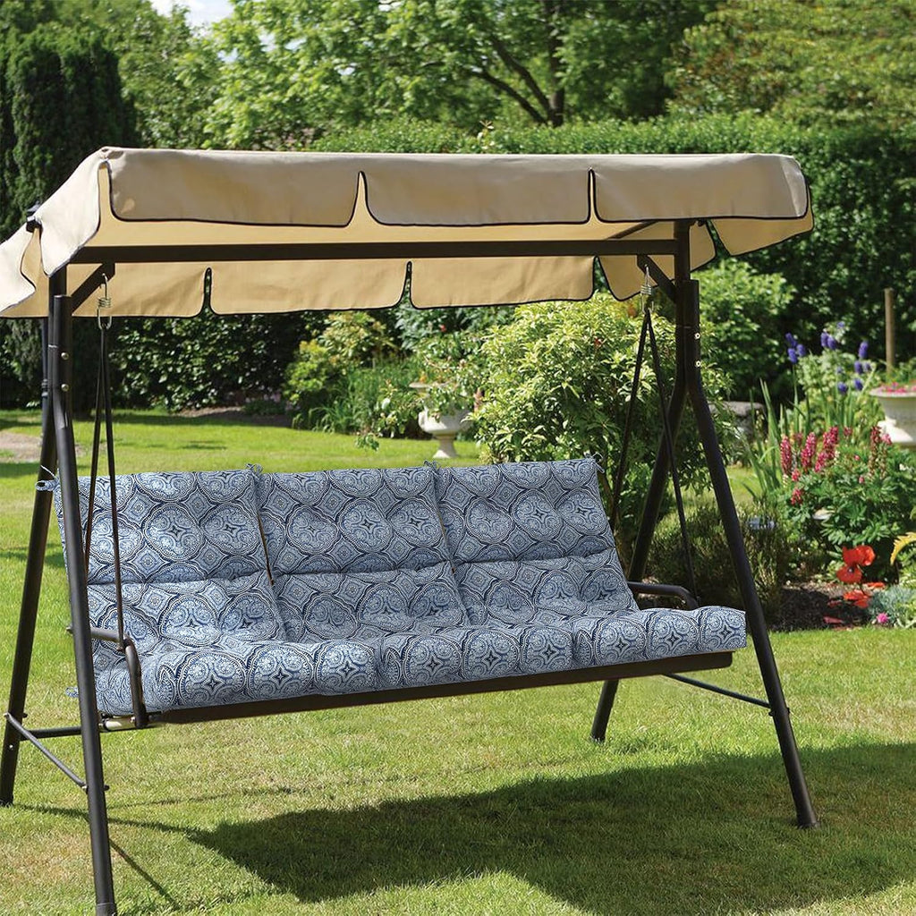 Outdoor High Back Patio Chair Cushions, Tufted Rocking Chair Cushions, Adirondack Cushions for Garden Porch Home Office Chairs Use, 44' x 22' x 4', 2 Pack,Medallion Blue