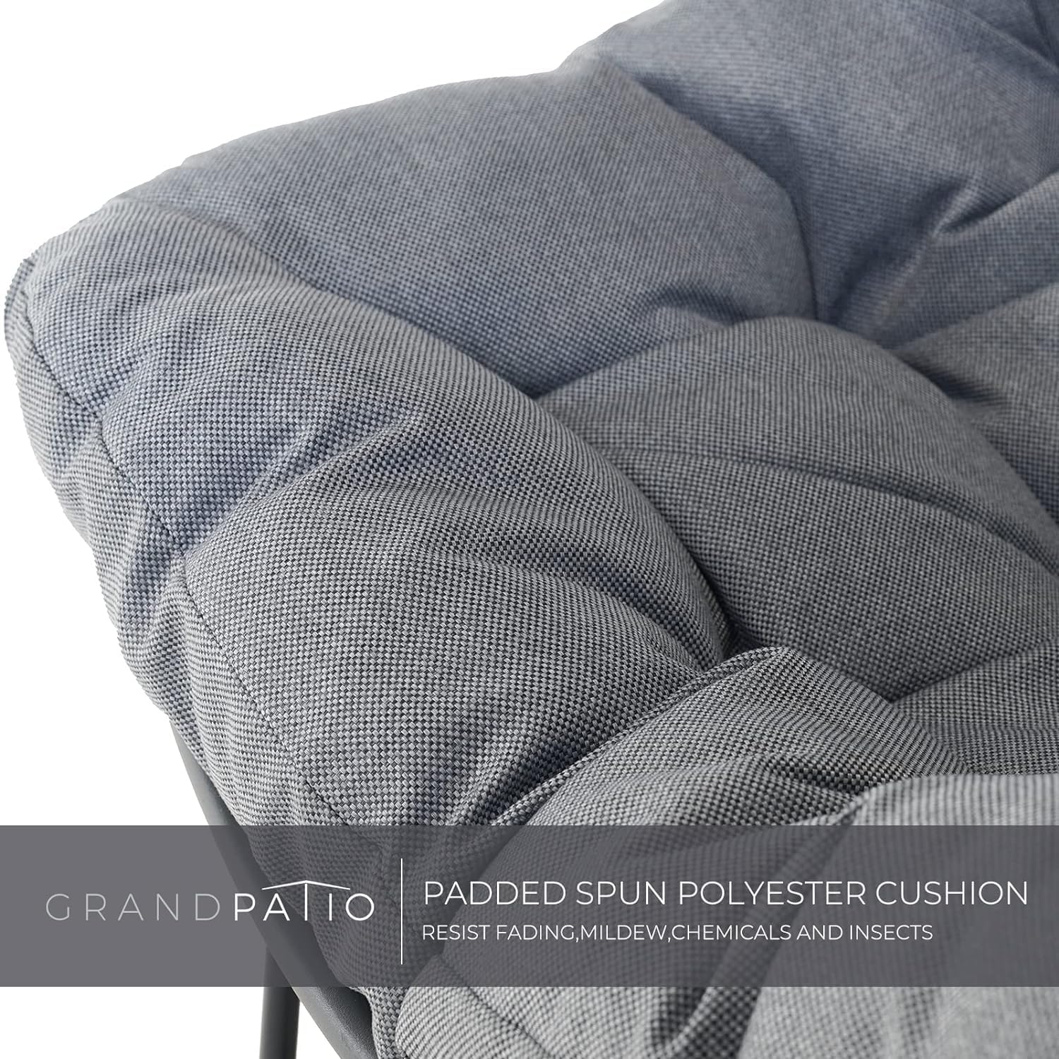 Grand patio Rocking Chair Indoor with Thick Cushion, Oversized Metal Papasan Rocking Chair for Living Room