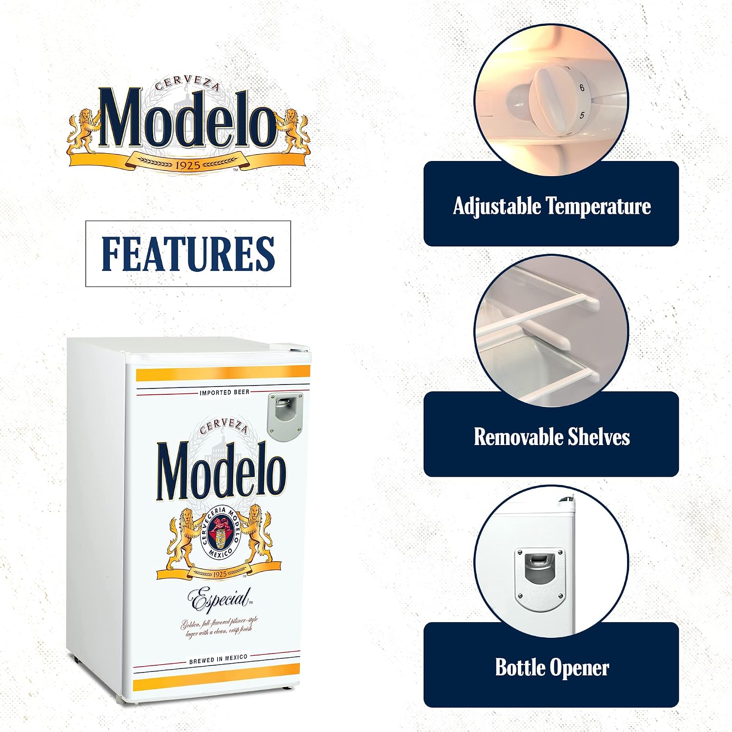 Modelo Refrigerator - Mini Fridge For Kitchen, Bedroom, Office, Dorms, Cuarto, Cool Storage For Wine, Drink, Beverages, Compact Free Standing, Neveras Pequeñpara, 3.2 Cubic Feet Capacity, White