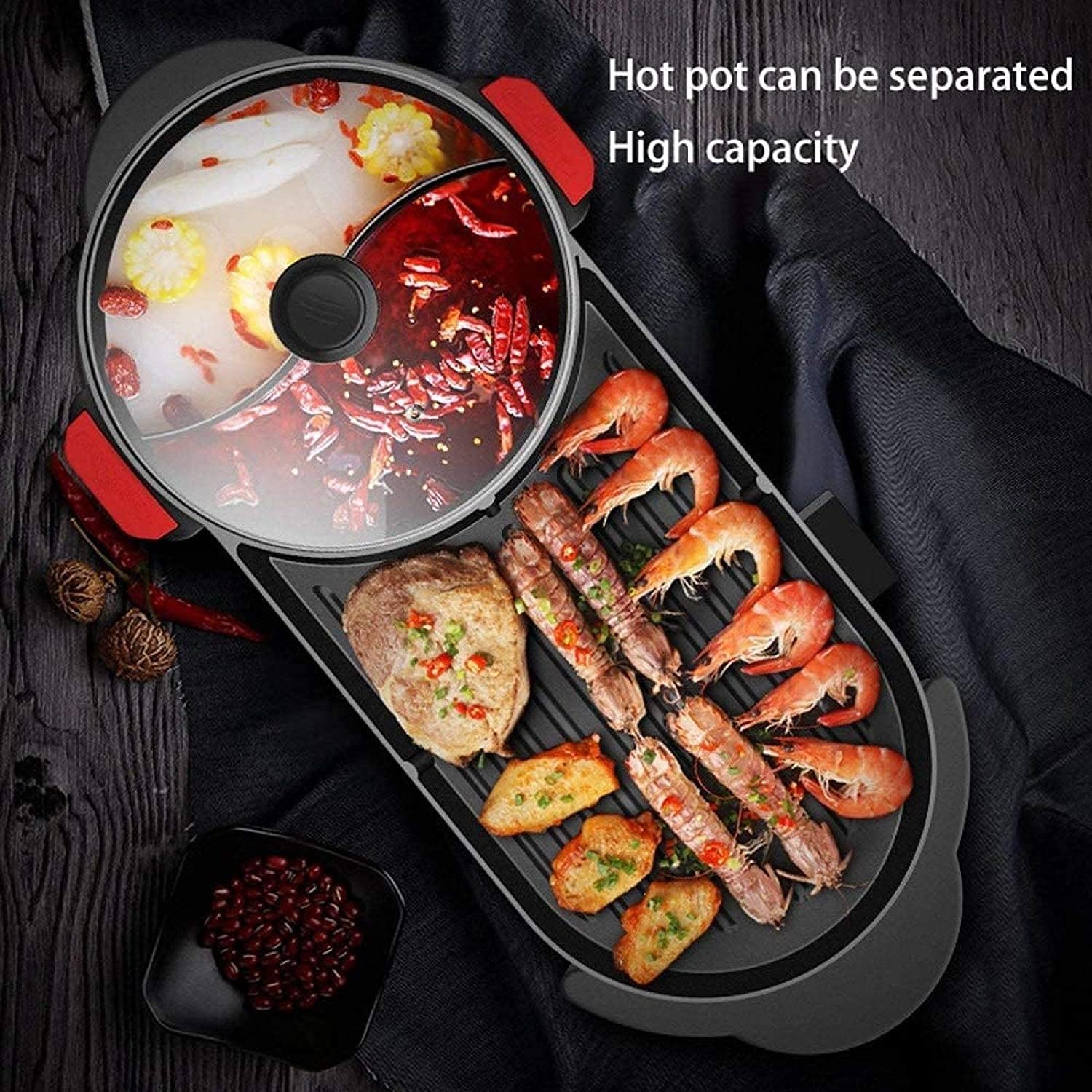 BBQ Smokeless Grill Detachable Hot Pot Independent Temperature Control Hot Pot Barbecue Integrated Pot Household Portable Electric Hot Pot Indoor