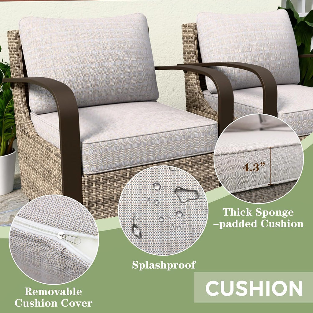 EAGLE PEAK Coastal Vista Outdoor Swivel Wicker Rocker with Deep Seating, Patio Glider Rocking Chair, Contains 1 Chair, Beige