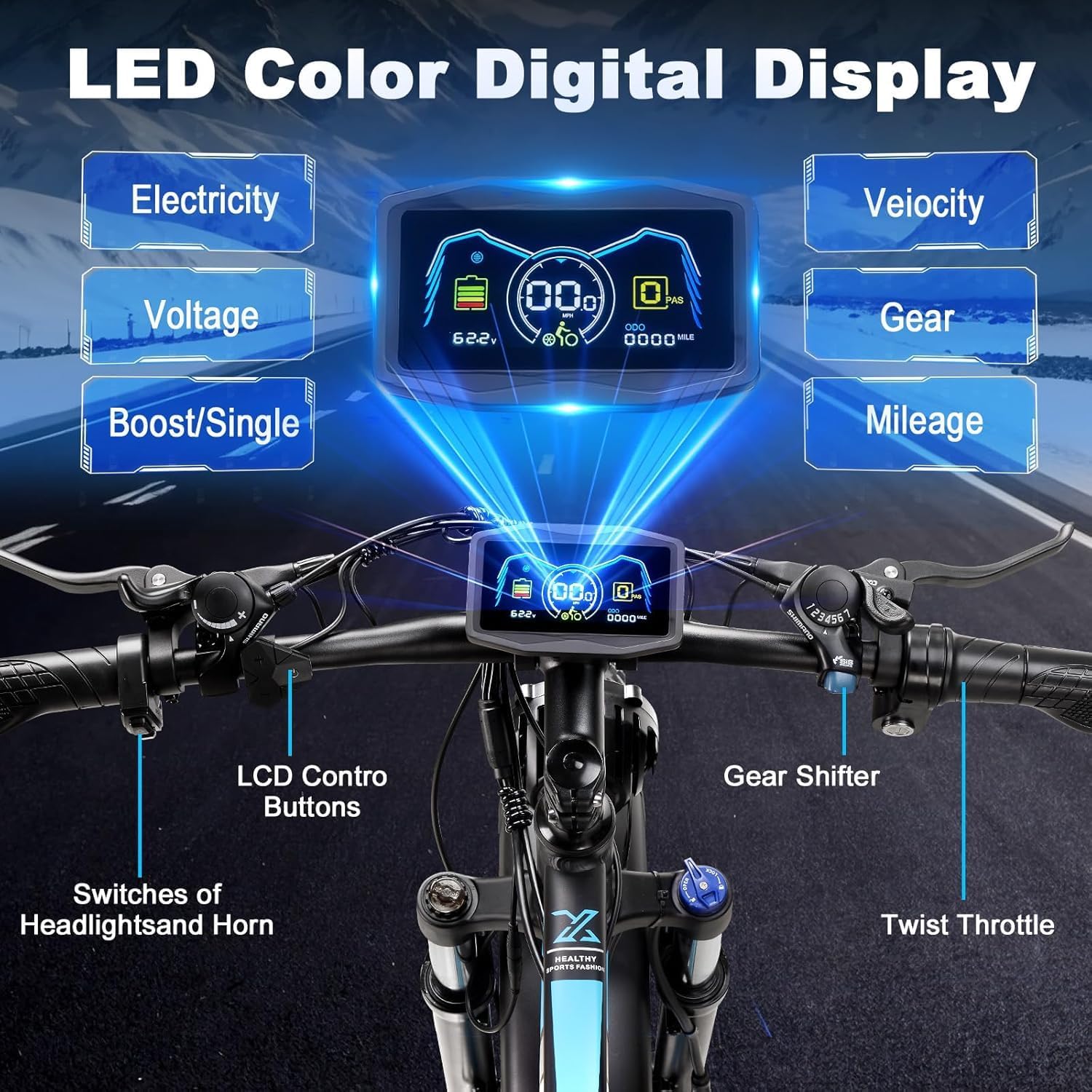 Dual Motor Electric Bike for Adults,6000W Peak,45MPH,60V&52V/25Ah Battery,26''&24'' Fat Tire,Up to 110 Miles Range,SHM 7-Speed Gear Ebike