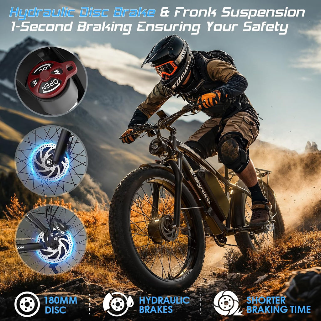 6000W Peak Dual Motor Electric Bike for Adults, 24' Fat Tire Ebikes 52V 32AH, Fast 45 MPH, 100 Miles Long Range, Hydraulic Brake, Pedal Assist Electric Bicycle for Off-Road Mountain Snow Commuter