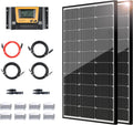 JJN 200 Watt Solar Panel Kit 12V Solar Panels with 30A PWM 12V/24V Charge Controller 2 Pair 10BB Solar Panel Cables Connectors Brackets for RV Boats Marine Home Off-Grid System [New Version]