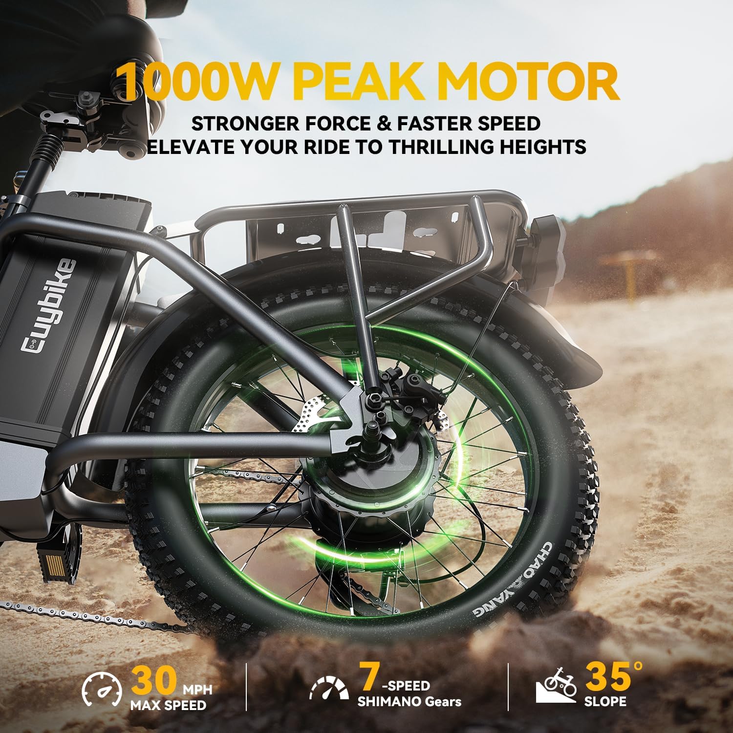 Auloor Folding Electric Bike for Adults,1000W Motor(1000W Peak),30MPH, 60Mile,48V 20AH Battery,20' Fat Tire Foldable Electric Bicycle,Commuter Beach Snow E-Bikes,7-Speed