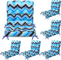 Hoteam 6 Set Patio Chair Cushions Outdoor 20 x 40 Inch High Chair Patio Cushion for Outdoor Furniture Waterproof Seat Rocking Indoor Thickened Pad(Geometric Style,Dark Blue)