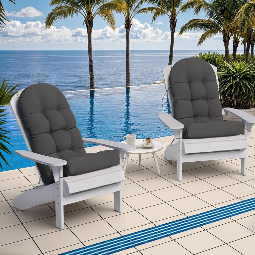 Sannwsg Adirondack Chair Cushion Set of 4, Rocking Chair Cushions, High Back Patio Cushions, Thickened Weather Resistant Patio Cushion with 6 Ties, Non Slip Fade & Waterproof