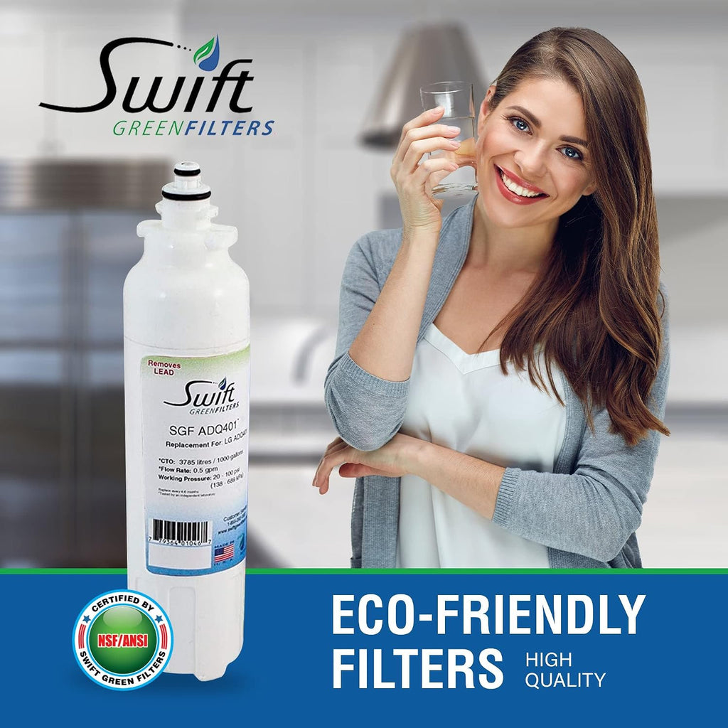 Swift Green Filters SGF-ADQ401 Compatible Refrigerator Water Filter for LG LT800P, ADQ73613401, Made in USA (6 Pack)