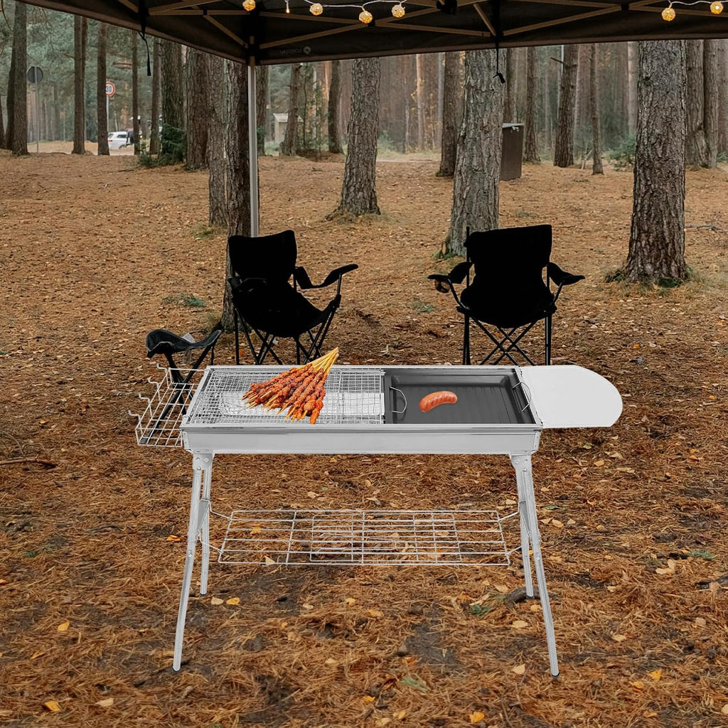 Abaodam 1Set Bbq Grill Portable Camping Grill for Outdoor Cooking Easy to Clean for Steaks Fish and Hamburgers for Backyard and Camping