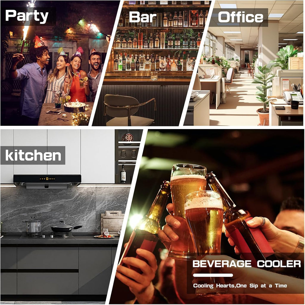 3.2 Cu.Ft Mini Fridge for 126 Cans, Small Refrigerator with Clear View Door and Adjustable Shelves, Quiet Beverage and Wine Fridge for Bedroom, Dorm, Office, Compact Drink Fridge for Storage