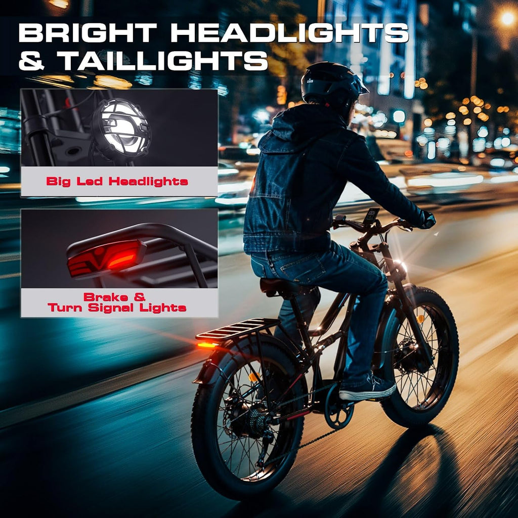 Seemoon 4000W Dual Motor Electric Bike for Adults,36 MPH Max up to100-Miles,52V 20Ah Battery & 160 Nm ,26' Fat Tire Mountain Ebike for Men Women,Full Suspension E-bike for Commuter Hunting Off-Road