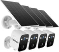Defender Solar Powered 4K/8MP AI Everwatch Wireless Outdoor Security Camera, 4 Pack, Battery Powered, AI Tracking, Color Night Vision, Spotlight/Siren, IP66 Rated, Two-Way Talk, No Monthly Fees