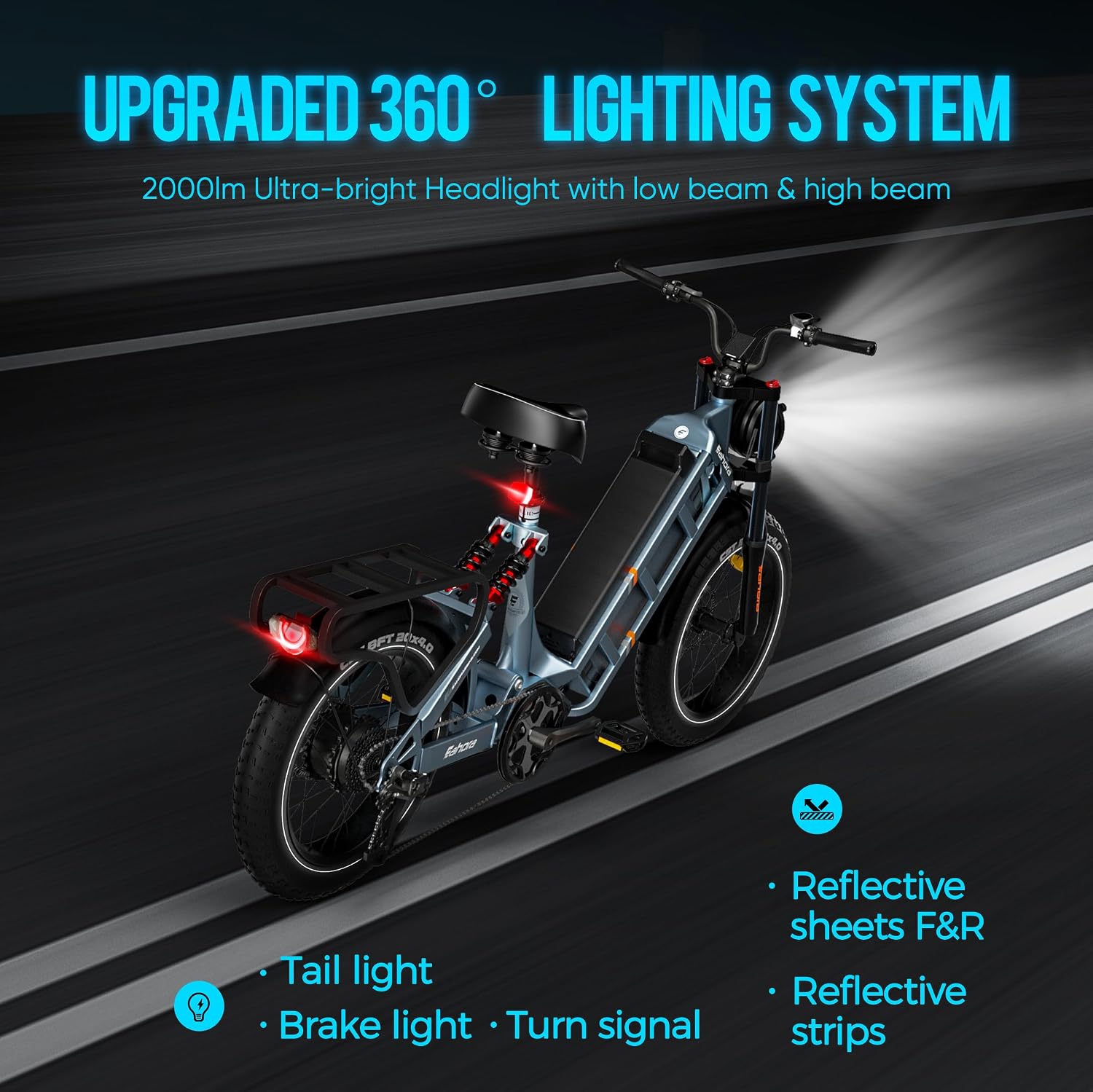 2026 Eahora 5400W Juliet Pro 2 Electric Bike for Adults 43MPH Dual Motor 70Ah Ebike 200Miles Long Range Electric Bicycle, 20'' Fat Tire Full Suspension Electric Mountain Bike for Commuting/Delivery