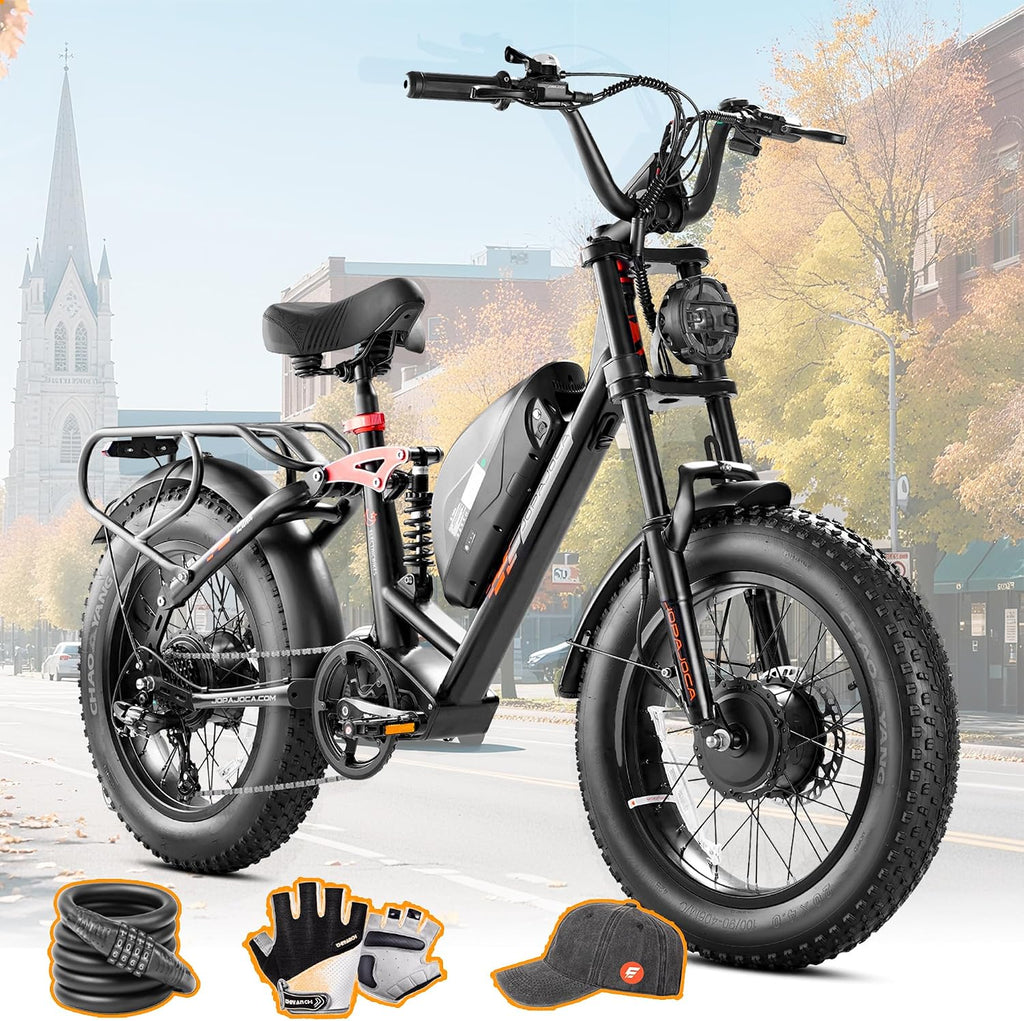 eAhora Terra/Luna [2025] Dual Motor Electric Bike for Adult, 3000W/1500W | 33MPH | 20/15Ah | 80 Miles Long Range | 20'*4.0 Fat Tires | Full Suspension | for Coummute | Delivery | Women | Men