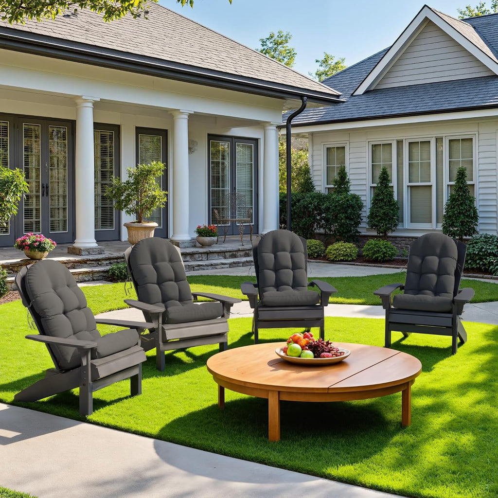 Sannwsg Adirondack Chair Cushion Set of 4, Rocking Chair Cushions, High Back Patio Cushions, Thickened Weather Resistant Patio Cushion with 6 Ties, Non Slip Fade & Waterproof