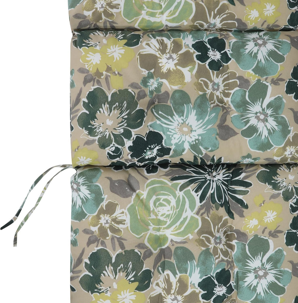 Magpie Fabrics Patio Tufted High Back Chair Cushion 2 Count, Waterproof Fade Resistant Indoor Outdoor Deep Seating Rocking Chair Swing Seat/Back Cushions - Green Floral