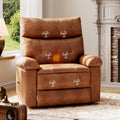GarveeHome Leather Recliner Chair - Heat and Massage, Swivel Rocker Manual Recliner for Adults, Lazy Rocking Chair with Comfort Arms and Back Single Sofa for Living Room