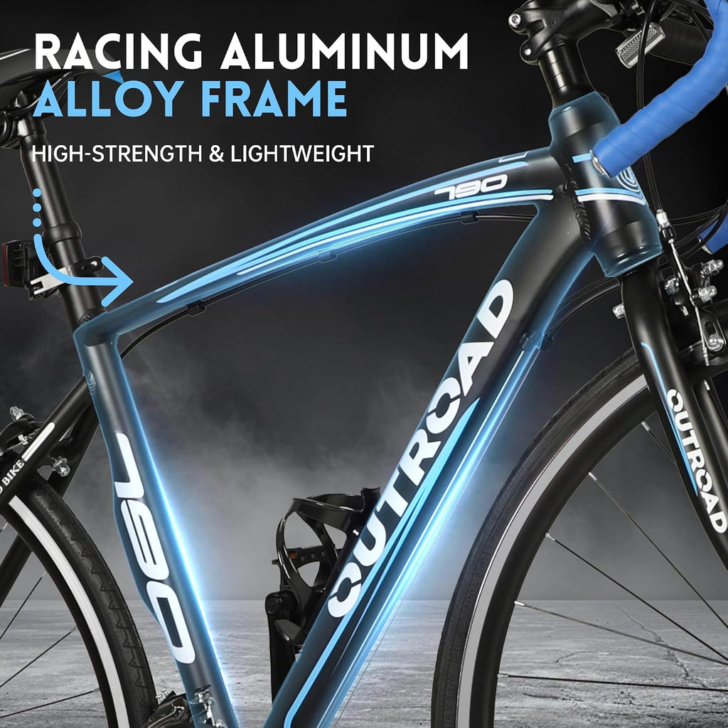 Road Bike 14-21Speed 700C Wheel with Light Aluminum Alloy Frame Commuter Bicycle with Dual Disc/V Brakes for Women and Men Black,White,Blue,Red
