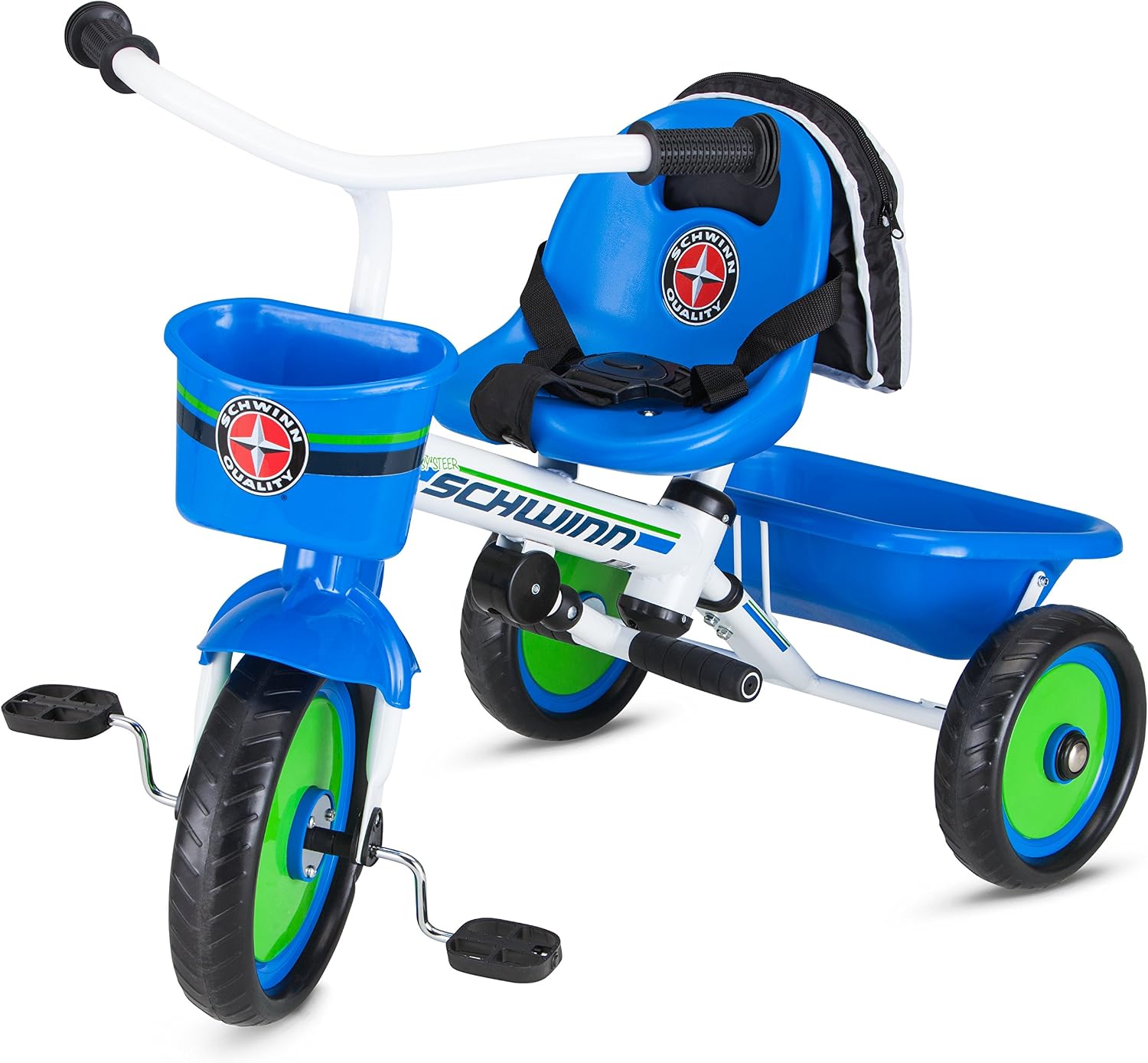 Schwinn Easy Steer Bike for Toddler, Kids Tricycle with Removable Push handle, Steel Trike Frame, Boys and Girls Ages 2-4 Year Old, Blue, 41' x 20' x 41'