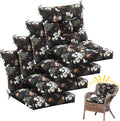 Marsui 4 Pcs Outdoor Indoor High Back Chair Cushions Patio Furniture Tufted Pillow with Ties Water-Resistant Replacement Outdoor Rocking Chair Cushions, 42 x 21 Inches (Black,Plants)