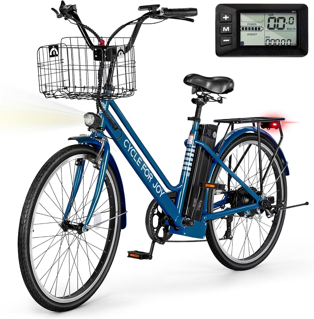 Electric Bike for Adults, 1000W Peak 70Miles + 20MPH Step Thru Electric Bike, Commuter E-Bike with Removable Battery, Dual Brake(Lockable), Detachable Foldable Basket(TUV & UL2849)